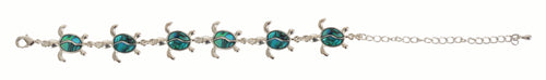 Marine Opal Paua shell bracelet with turtle design