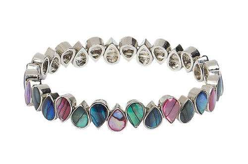 Marine Opal Multi Coloured Paua Shell tear drop bracelet