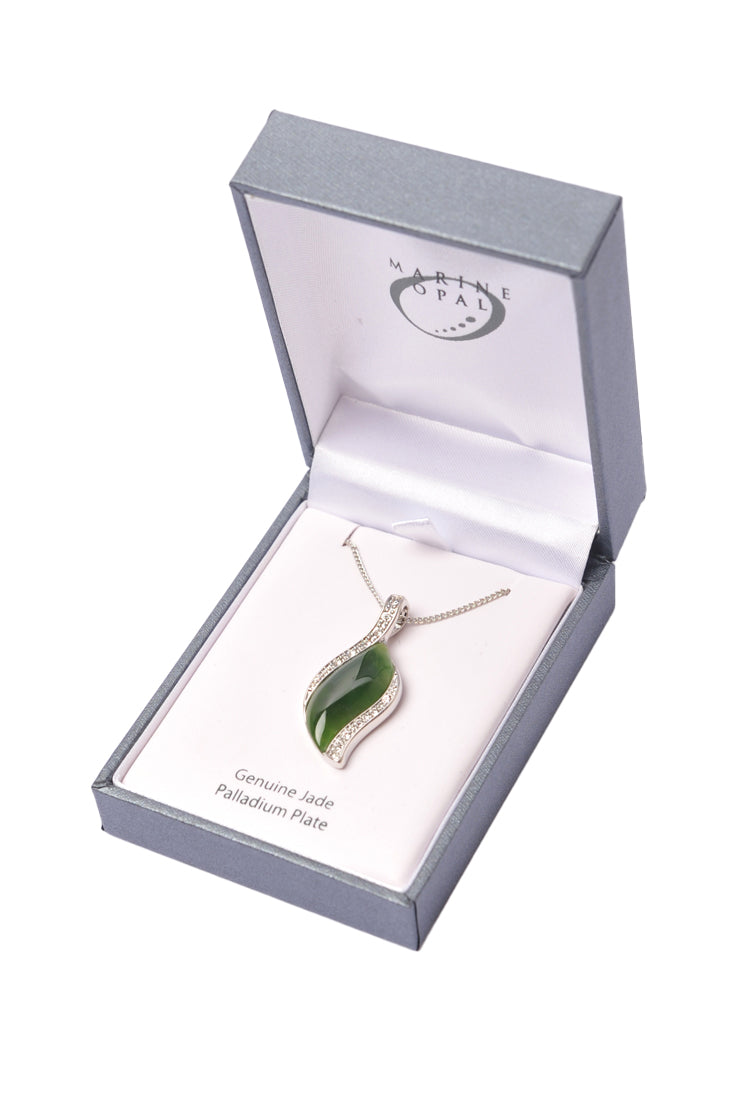 Marine Opal Jade Necklace Leaf Design