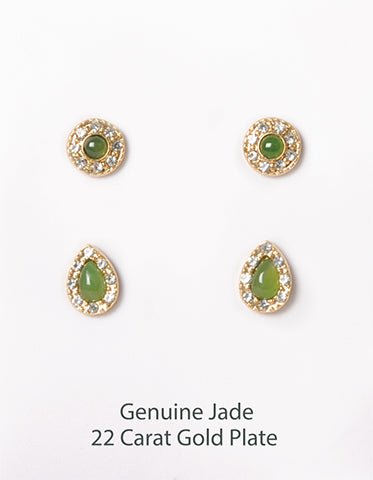 Jade Earring Set | Circle and Teardrop