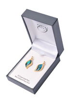 Load image into Gallery viewer, Paua Shell Earrings Crystal Leaf
