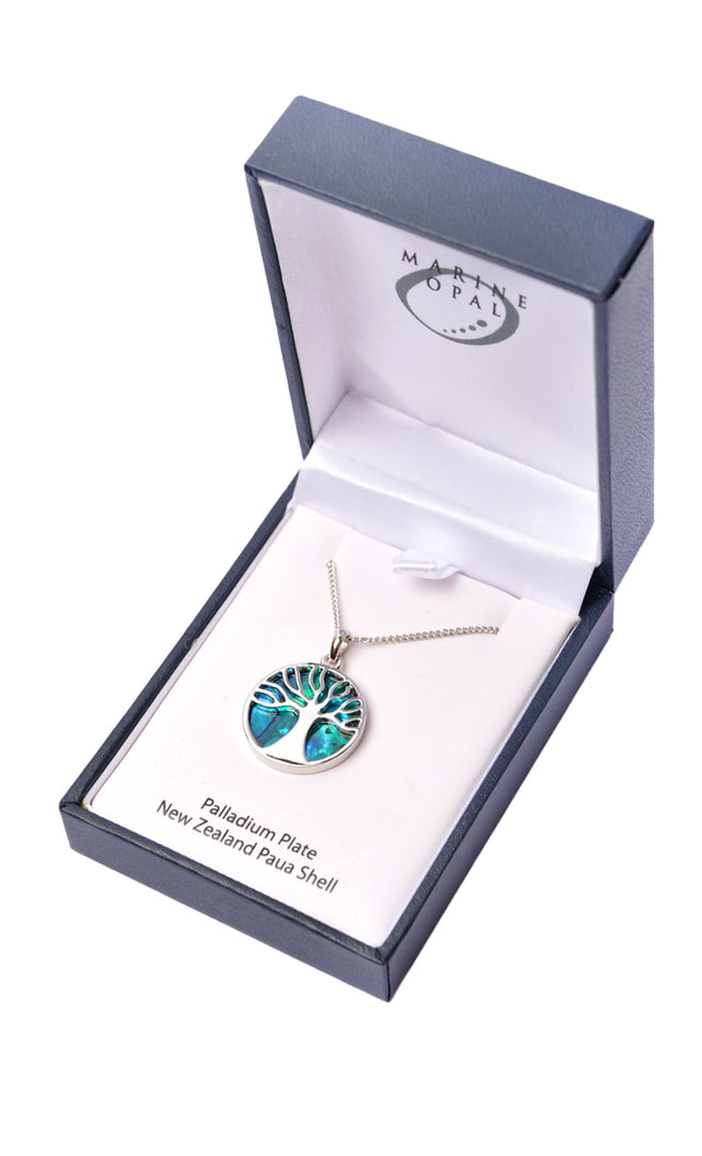 New Zealand Paua Shell Tree of Life Necklace