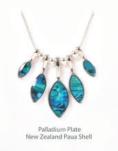 Load image into Gallery viewer, Marine Opal Paua Shell Necklace 5 leaves Design
