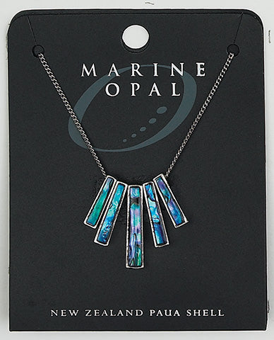 Marine Opal Paua Shell Necklace 5 Rod Design