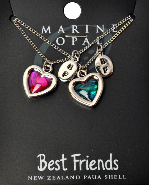 Paua Shell  Best Friend Necklace Set | Hearts