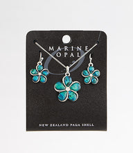 Load image into Gallery viewer, Marine Opal Paua Shell Necklace &amp; Earring Flower Set
