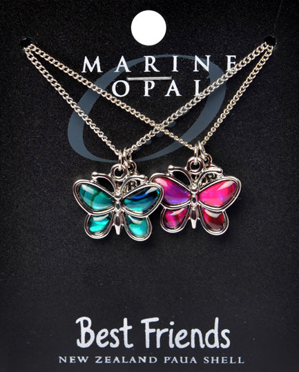 Paua Shell Best Friend Necklace Set | Butterflies