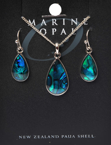 Marine Opal NZ Paua Necklace & Earring Set